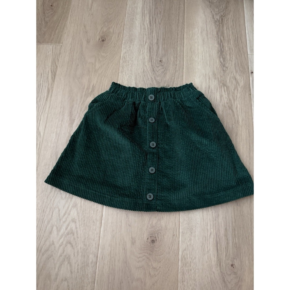 Draper James Girls Green Corduroy A-Line Button Front Skirt Size 5
